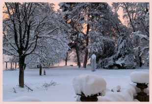 Weihnachtgrüße 2024, verschneiter Park der Evangelischen Akademie Tutzing (Foto: ma / eat archiv)